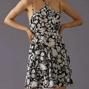 Anthropologie NWT Black Off White Sheer Mini Dress